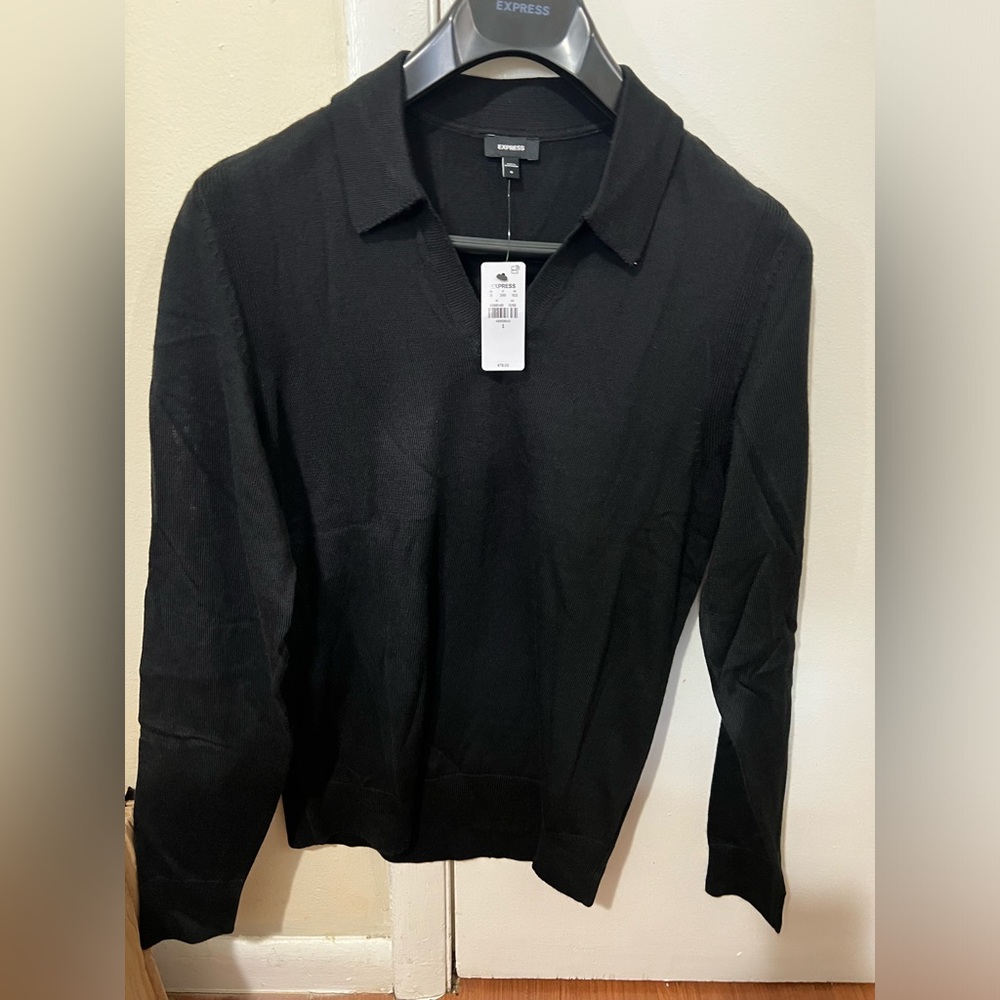 Express Black V-Neck Knit Top
